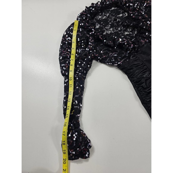 Handmade Intimates & Sleepwear Black Sequins Lace Trim Dance